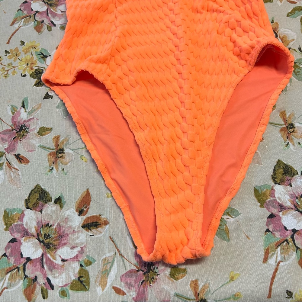 NWT! GOOD AMERICAN Neon Orange Terry Cloth One Piece Swimsuit Size 5 (2X) - Picture 6 of 6